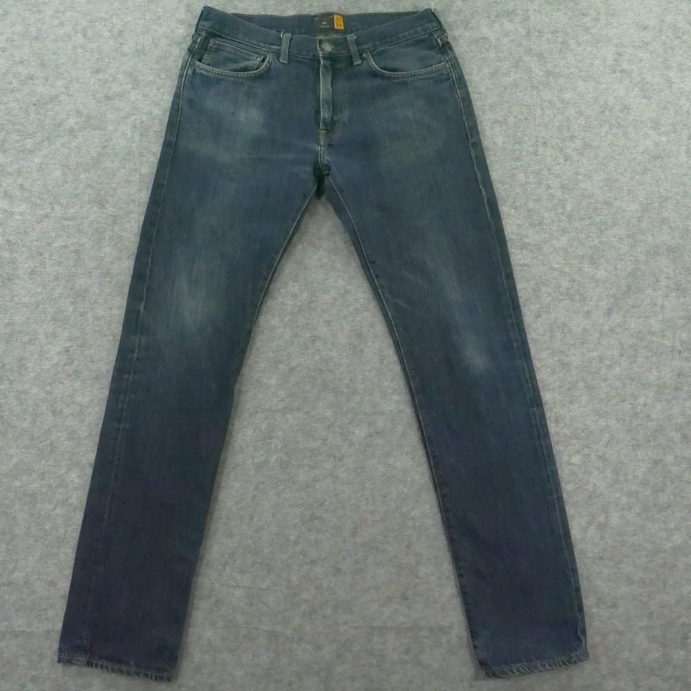 J Crew Jeans Mens 32 Blue 484 Mid Rise Slim Straight Dark Wash Zip FLy
